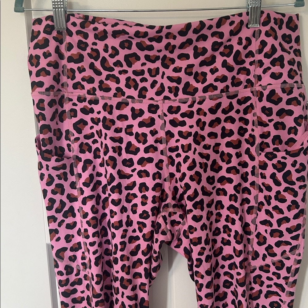 Fabletics Pink Leopard Print Capris - image 2